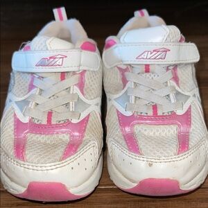 Avia White and Pink Kids Athletic Sneakers